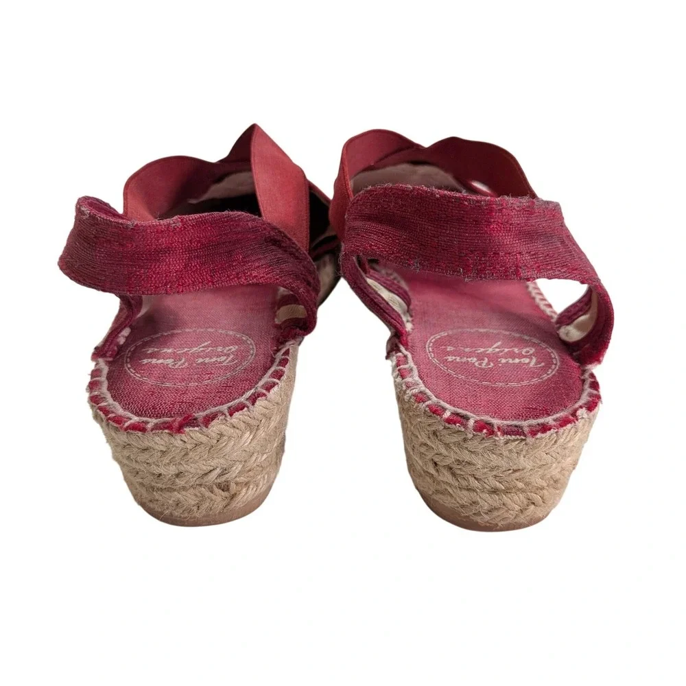Toni Pons Origins Espadrilles Size 37 Burgundy Red Textile Wedge Sandals Spain